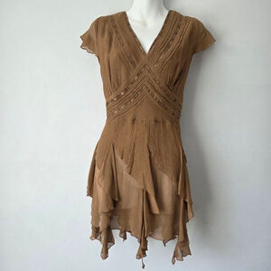 NWT Seven7 Lane Bryant Brown Fairy Y2K Goblin Babydoll Going Out Top Size 14/16